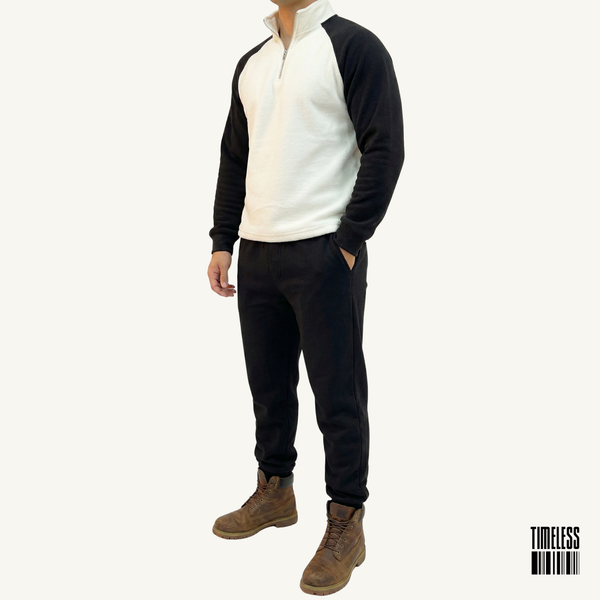 Unisex Polar Fleece Tracksuit Black & White