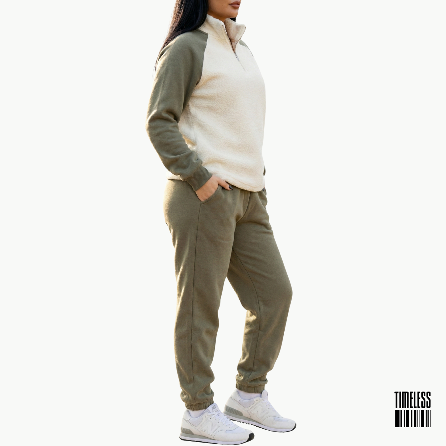Unisex Polar Fleece Tracksuit Olive & White