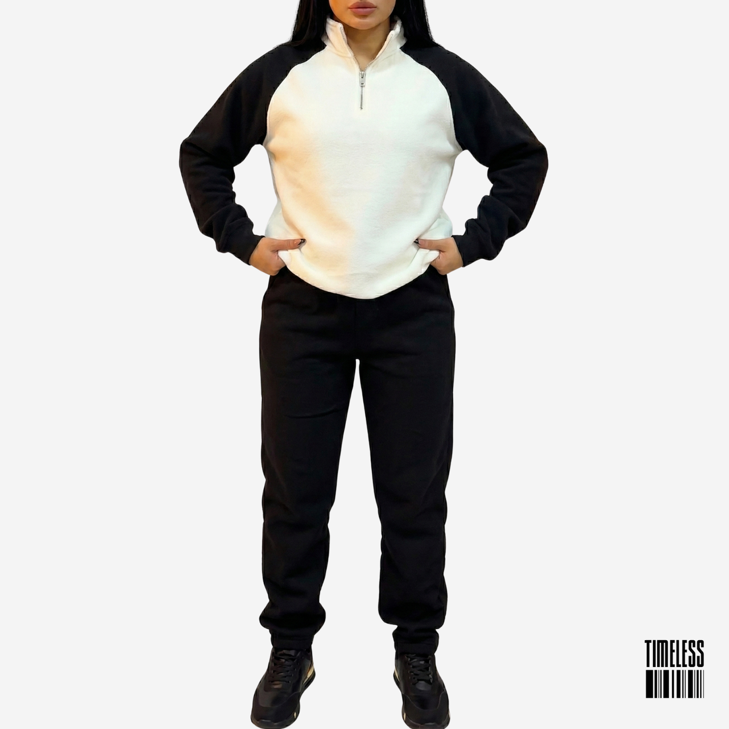 Unisex Polar Fleece Tracksuit Black & White