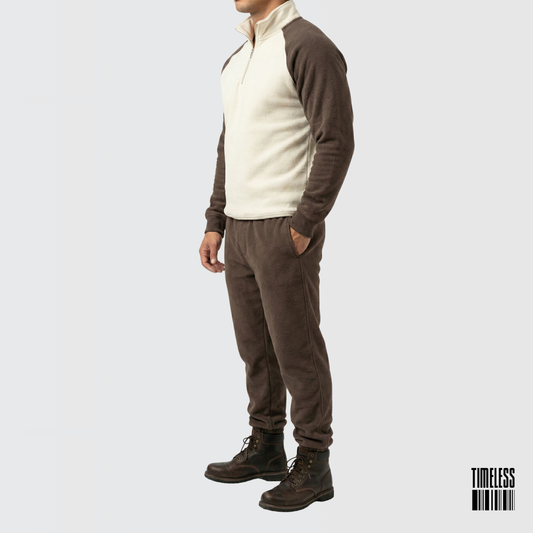 Unisex Polar Fleece Tracksuit Brown & White
