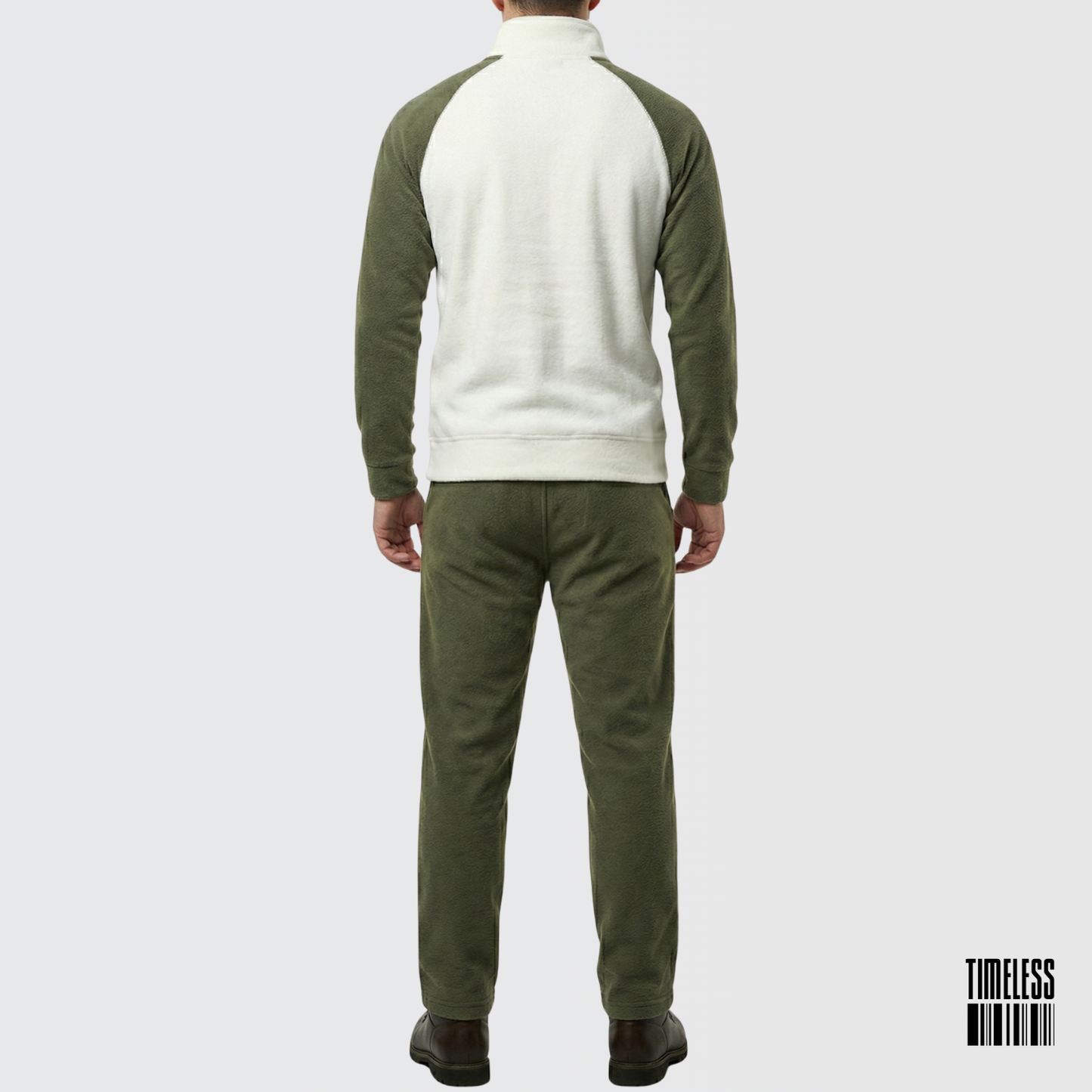 Unisex Polar Fleece Tracksuit Olive & White