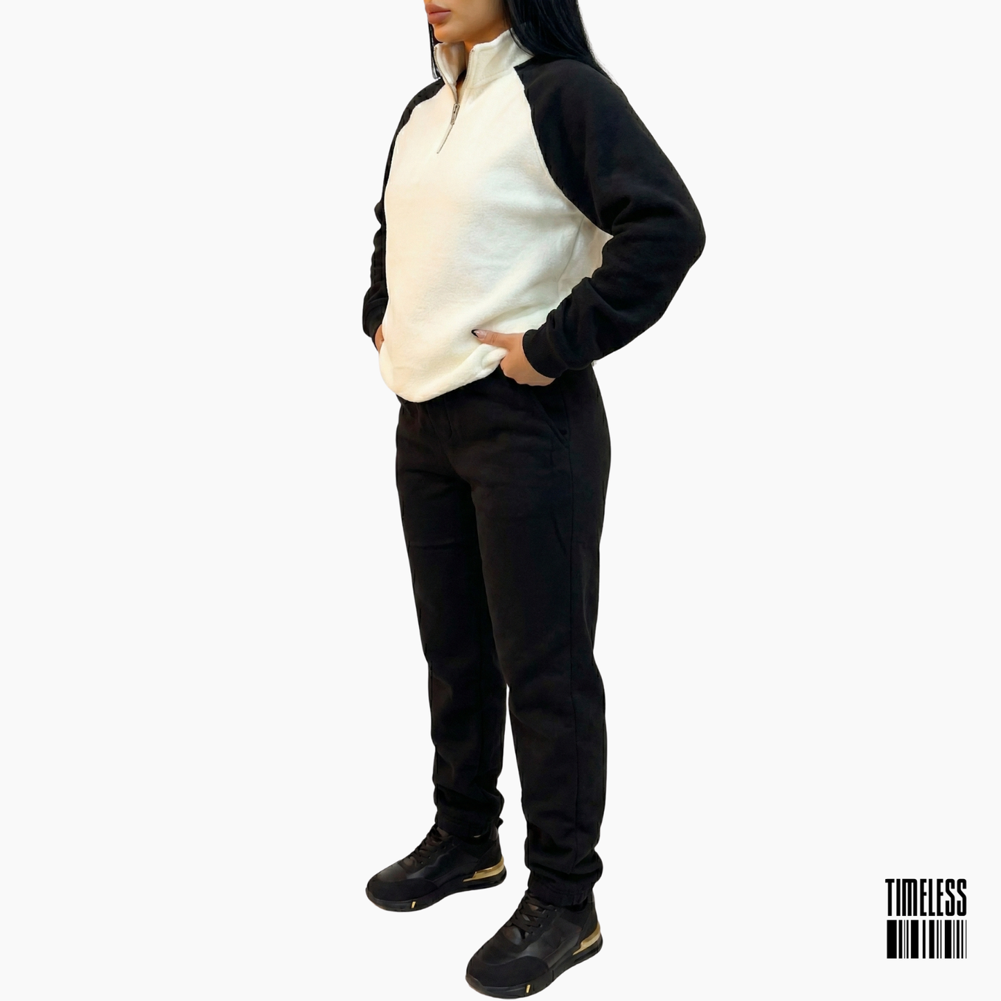 Unisex Polar Fleece Tracksuit Black & White