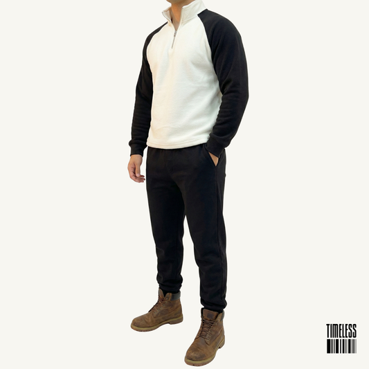 Unisex Polar Fleece Tracksuit Black & White